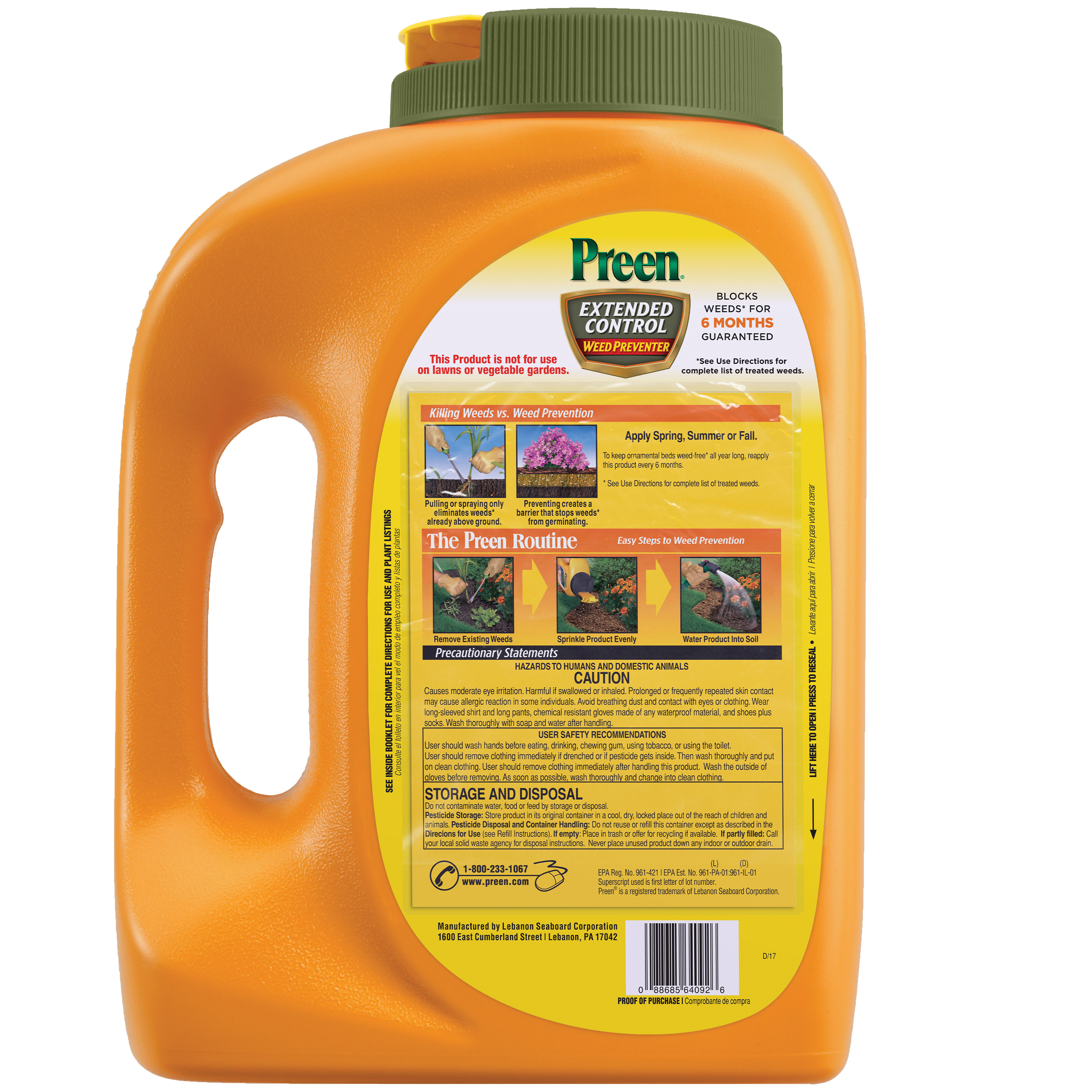 Preen Extended Control Weed Preventer bottle back