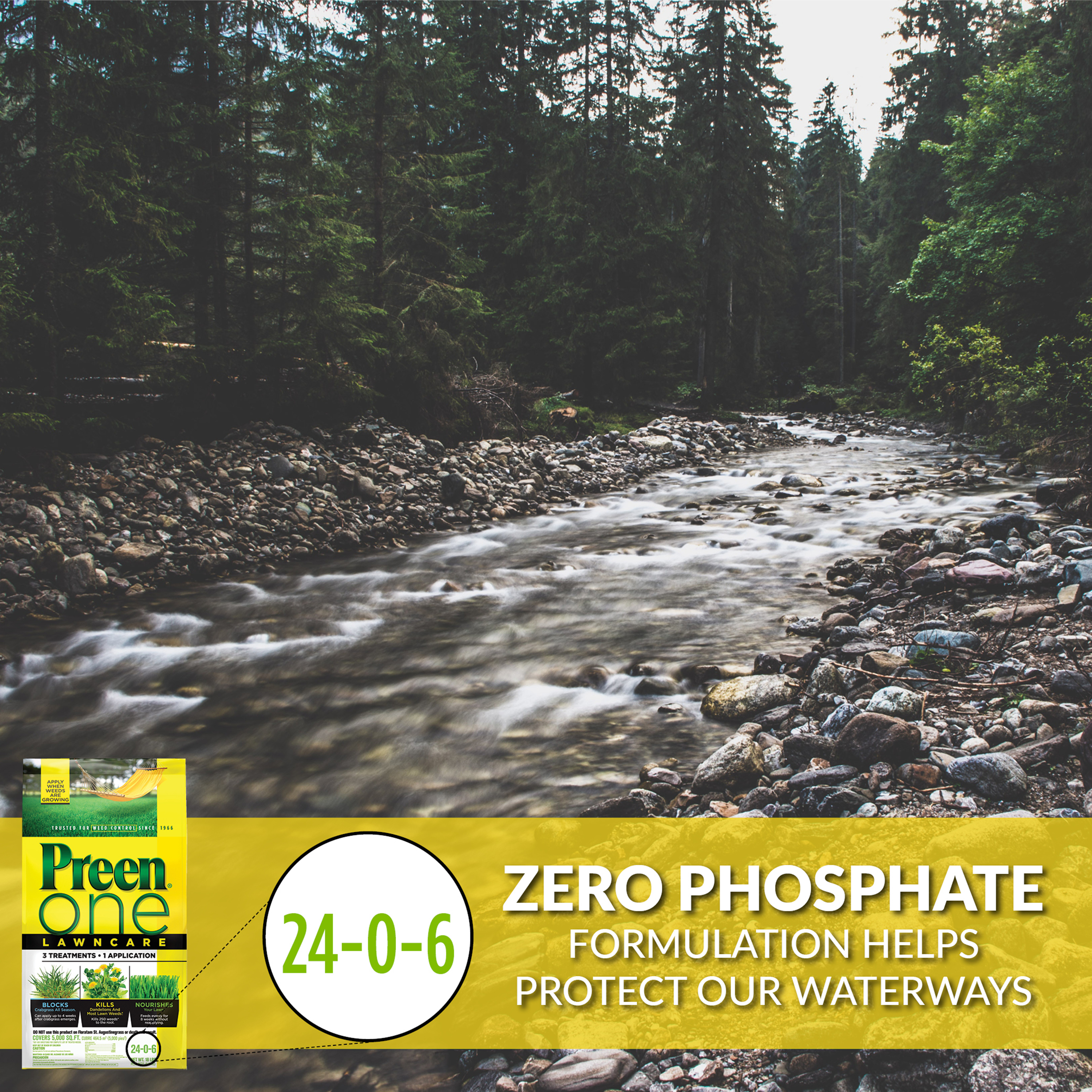 Preen One Lawncare 3-in-1 zero phosphate weed & feed